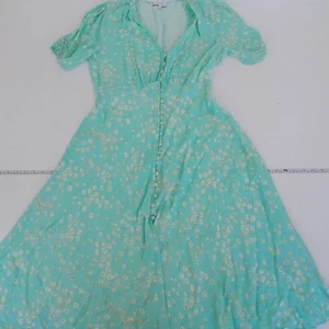 Vestido GHOST Pequeño Azul Manga Corta Cuello en V Largo Floral - Imagen 1 de 10