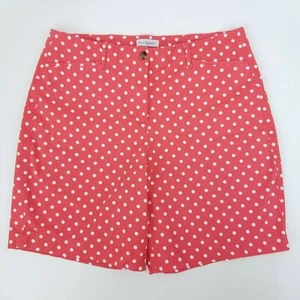 Kim Rogers Womens 16 Pink & White Polka Dots Cotton Stretch Shorts w/Pockets - Picture 1 of 7