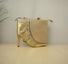 schne goldfarbene High-Heel Handtasche Schuhform Damentasche mit Absatz - NEU