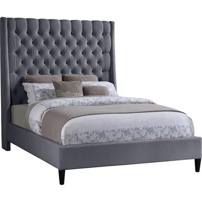 FritzGrey-K Fritz Collection Modern | Contemporary Velvet Upholstered Bed wit... - Image 1 of 4