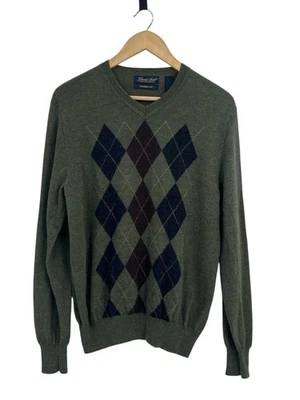 Suéter Garret Scott Verde Argyle 100% Lana Merino Mediano Preppy Academia Foto 1 de 3