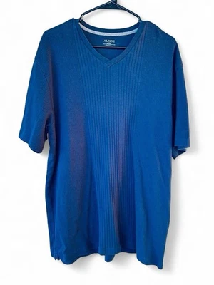 Camiseta acanalada Alfani azul marino con cuello en V Foto 1 de 3