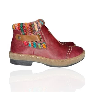 Rieker Felicitas Ankle Boots Red Wine Sherpa Lined Womens EU 38 US 7-7.5 Boho - Picture 1 of 9