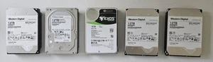 Five (5) 12 Tb Internal Hard Drives (HDDs) 4x Western Digital, 1x Seagate Unused - Afbeelding 1 van 7