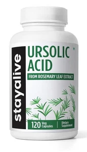 STAY ALIVE Ursolsäure Rosmarinblätter Extrakt für Männer & Frauen 300mg 120 Kapseln - Bild 1 von 6