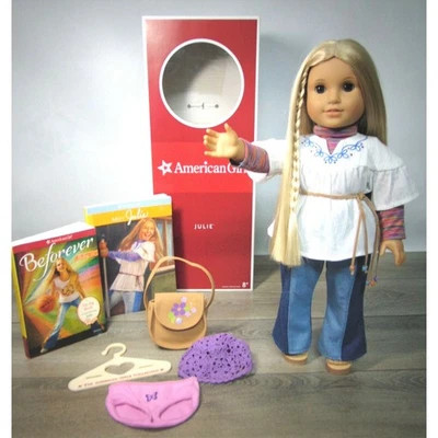 American Girl Julie Doll Meet Outfit Accessories Purse Hanger Hat Shoes Book Box - Image 1 of 4