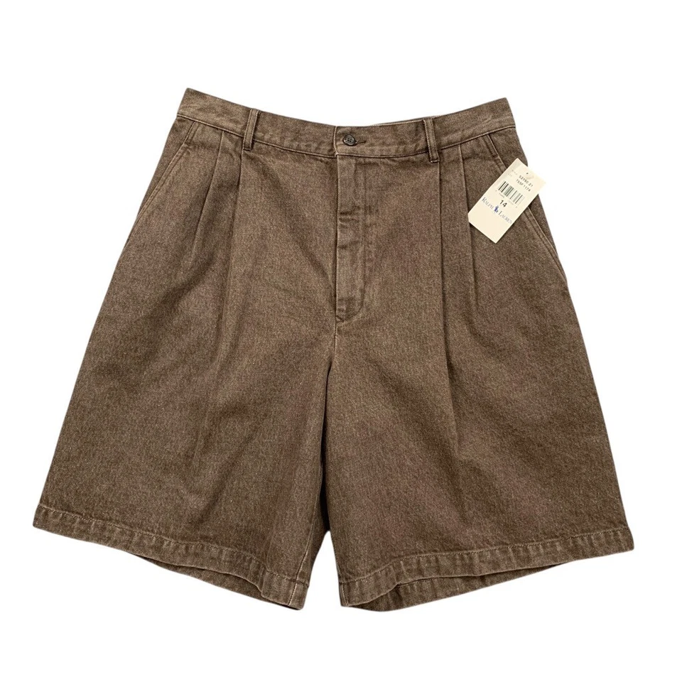 复古 Ralph Lauren 短裤女式 14 栗色高腰百慕大 — 第 1/4 张图片