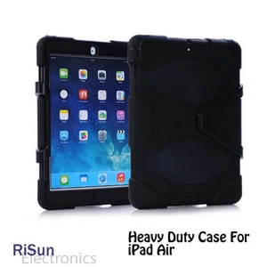 Heavy Duty Shock Proof 3 layer Protect Black case& screen protector for iPad Air - Picture 1 of 7