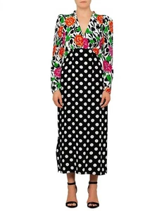 RIXO London Size XS Black White Floral Dot Print Silk Gretal V-Neck Maxi Dress - Bild 1 von 18
