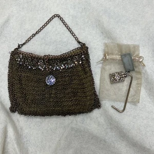 Kenny Ma San Francisco Evening Bag Bronze Metal Chain Crystal Vintage Purse - Picture 1 of 7
