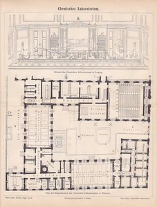 Chemisches Laboratorium Chemielabor HOLZSTICH von 1875 Hörsaal Leipzig München - Picture 1 of 1