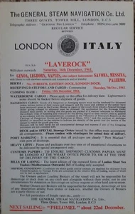 london docks cargo ship advert general steam navigation co MV/SS LAVEROCK - Picture 1 of 1