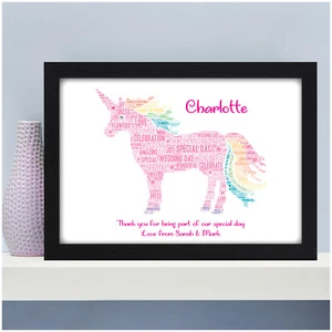 Personalised Bridesmaid Flower Girl Maid of Honour Unicorn Wedding Party Gifts - Picture 1 of 8