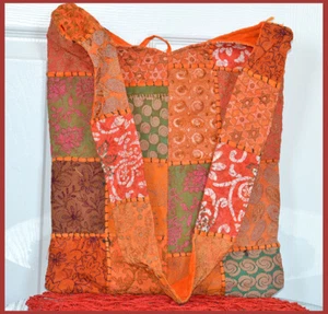 Bolso bandolera con parches bordados a mano vintage hecho a mano, bolso de hombro mandarina - Imagen 1 de 5