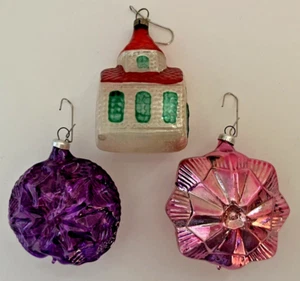 Hand Blown Glass Ornaments Vintage 1980's Lot of 3 - Picture 1 of 9
