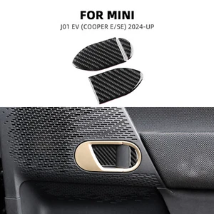 For Mini J01 EV Cooper E/SE 24-25 Black Carbon Fiber Inner Door Handle Bowl Trim - Imagen 1 de 8