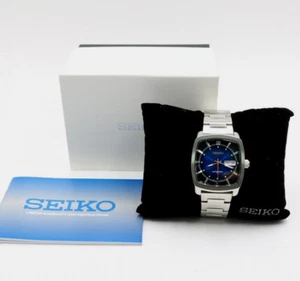 Reloj Seiko 9N0747 7S26-04V0 caja cuadrada de acero inoxidable automático esfera azul + caja - Imagen 1 de 13