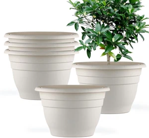 5-Pack 10 inch Garden Pots, Round Flower Pots with Drainage Holes, Thick Sturdy - Picture 1 of 6