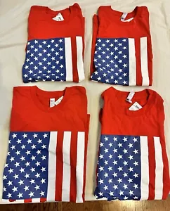 Lot of 4 USA American Flag NEW T-Shirt American Apparel Brand Adult Small - Picture 1 of 6