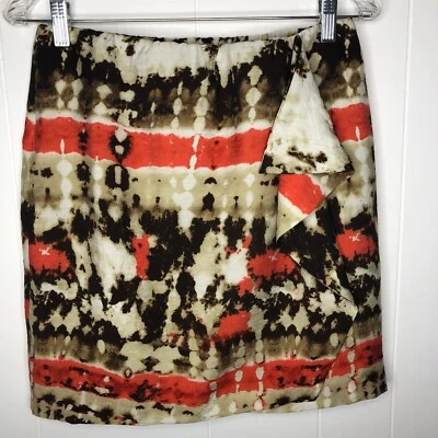 Falda Vince Camuto Para Mujer Talla 4 Tie Dye Sarong Naranja Marrón Forrada Carrera Foto 1 de 4