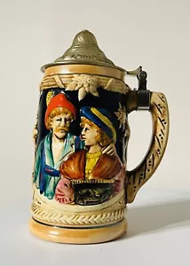 Vintage Ceramic German-Style Beer Stein 17cm Tall Made in Japan Pewter Lid - Picture 1 of 6