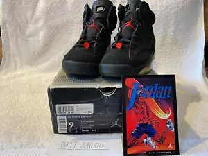 AIR JORDAN VI 6 RETRO+ 2001 BLACK DEEP INFRARED SIZE 9 - Picture 1 of 8