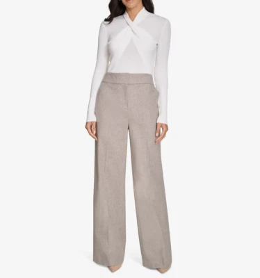 Pantalones de mujer Calvin Klein espiga pierna ancha pantalón talla 14 crema nuevos con etiquetas $109 Foto 1 de 4