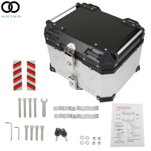 45L Silver Motorcycle Top Case Tail Box Waterproof Luggage Scooter Trunk Storage - Picture 1 of 12