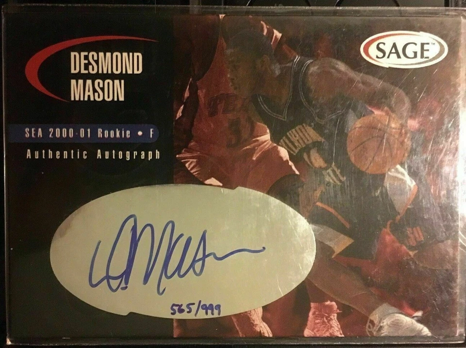 Tarjeta autógrafa de novato Desmond Mason Oklahoma State Basketball Sage/999 Sonics Foto 1 de 1
