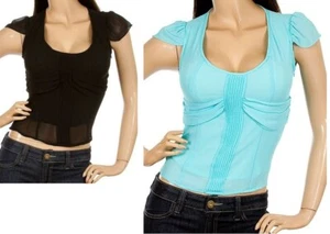 Blusa Top Plisada Excedente Forrada Gasa Manga Gorra - Imagen 1 de 3