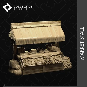 Marktstand, Verkäufer Lebensmittelwaren, Markisenladen | D&D Scatter Miniatur | Sammlung - Bild 1 von 8