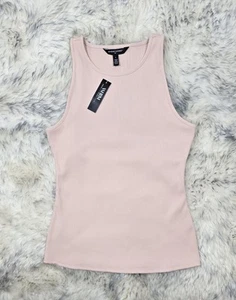 NWT WHITE HOUSE BLACK MARKET FORME RIBBED TANK TOP ROSE SMOKE Sz L $49.50 - Picture 1 of 3