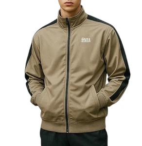 NBA Full Zip Track Jacket Mens Large Tan Pockets Logo Training Athletic NWOT - Picture 1 of 7
