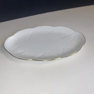 Vtg SHELLEY Dainty Petite Oval Tray With Gold Trim Bone China England 8.5” - Picture 1 of 11