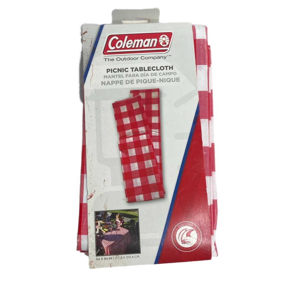 Mantel de picnic Coleman acabado vinilo guinga rojo y blanco 54 x 84 Foto 1 de 2