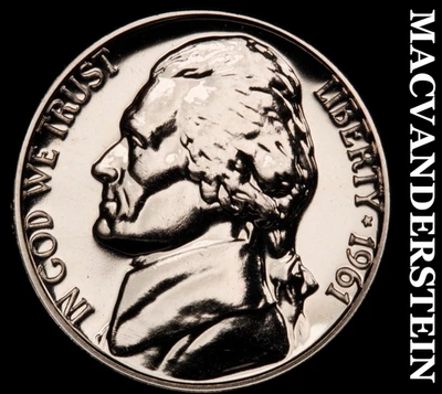 1961 Jefferson Nickel - Choice Gem Proof  Lustrous  No Reserve  #F8564 - Image 1 of 2