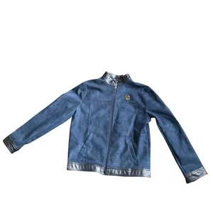 Giacca Collezioni blu ecopelle scamosciata bordo zip XL - Foto 1 di 7