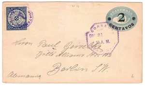 1899 Guatemala Postal Stationery Cover Via Puerto Barrios New Orleans to Berlin - Picture 1 of 2