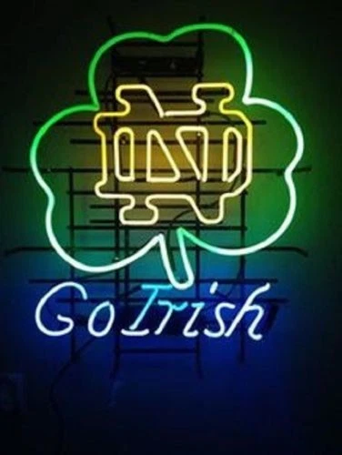 Notre Dame Fighting Irish Go Irish 20" Neon Sign Light Lamp Beer Club Wall LL