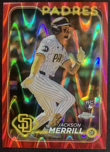 2024 Topps Chrome Red Wave /5 Jackson Merrill RC San Diego Padres #207 - Picture 1 of 2