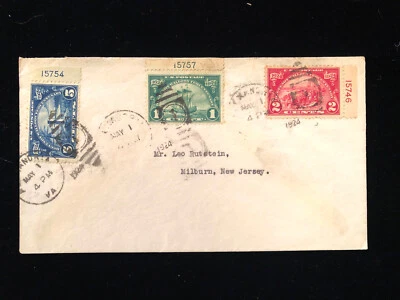 VA ALEXANDRIA MAY 1, 1924 FDC #614-16 PLATE SINGLES CV $400 - Image 1 of 2