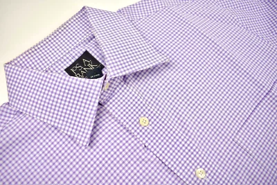 Jos. A. Bank Purple/White Check Point Collar 100% Cotton Dress Shirt Sz: 15.5-34 - Image 1 of 4