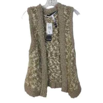 Women's NWT Sz L KENSIE Chunky Knit Space Dye Faux Fur Vest Open Front  Sweater - Image 1 of 4