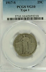 1917-S Type 1 Standing Liberty Quarter : PCGS VG10 - Picture 1 of 3