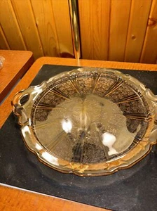 Vintage Depression Pink Jeannette Glass Co. Cherry Blossom Sandwich Tray 1930-39 - Picture 1 of 7
