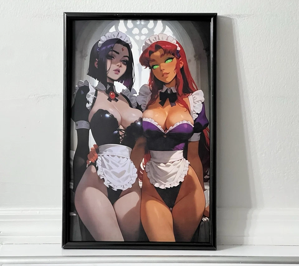Teen Titans Raven Starfire Maid Outfits Art Poster - image 1 of 1