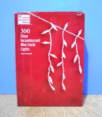 Home Accents 300 Mini Icicle Lights Clear White Wire Wedding Christmas Holiday - Image 1 of 4