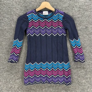 Hanna Andersson Sweater Pullover Girls M Medium Blue Striped Knit Long Sleeve - Picture 1 of 5