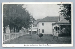 GLEN ROSE TX SNYRER SANITARIUM ANTIQUE POSTCARD - Picture 1 of 2