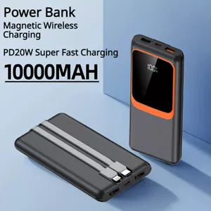 10000mAh Power Bank 2 Cables Fast Charger External Battery Pack for Mobile Phone - Picture 1 of 8